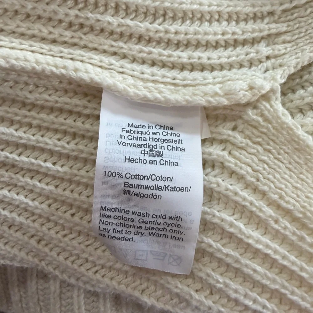 J. Crew Cotton Ribbed Open Front Sweater Cardigan - Cream